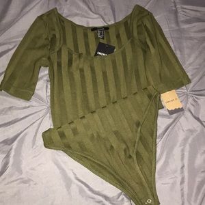 Forever 21 Knit Bodysuit In Dark Olive 🫒